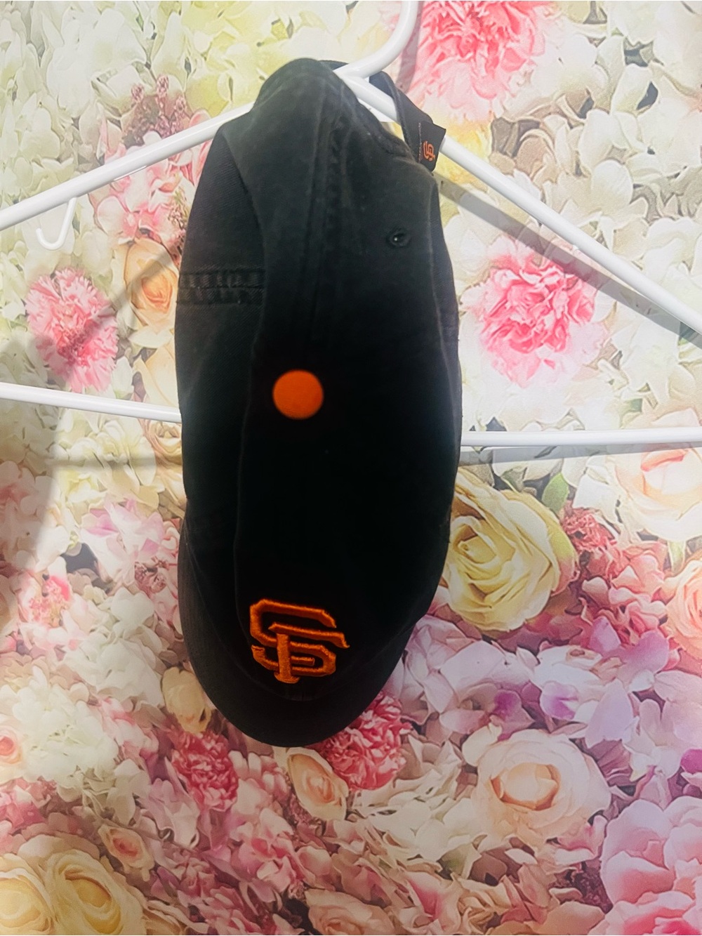 Black Baseball Cap with Orange Embroidered Logo SF